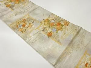 引箔流水に花々模様織出し袋帯